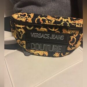 Versace Jeans Couture Black and Gold baroque belt bag unisex